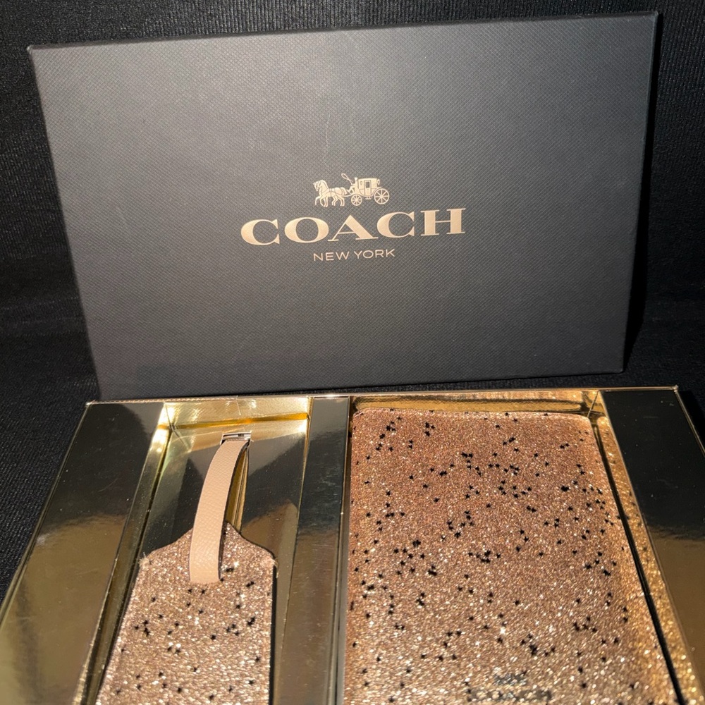Coach Elegant Tan Passport Holder & luggage tag NWT - Great Christmas Gift!!!